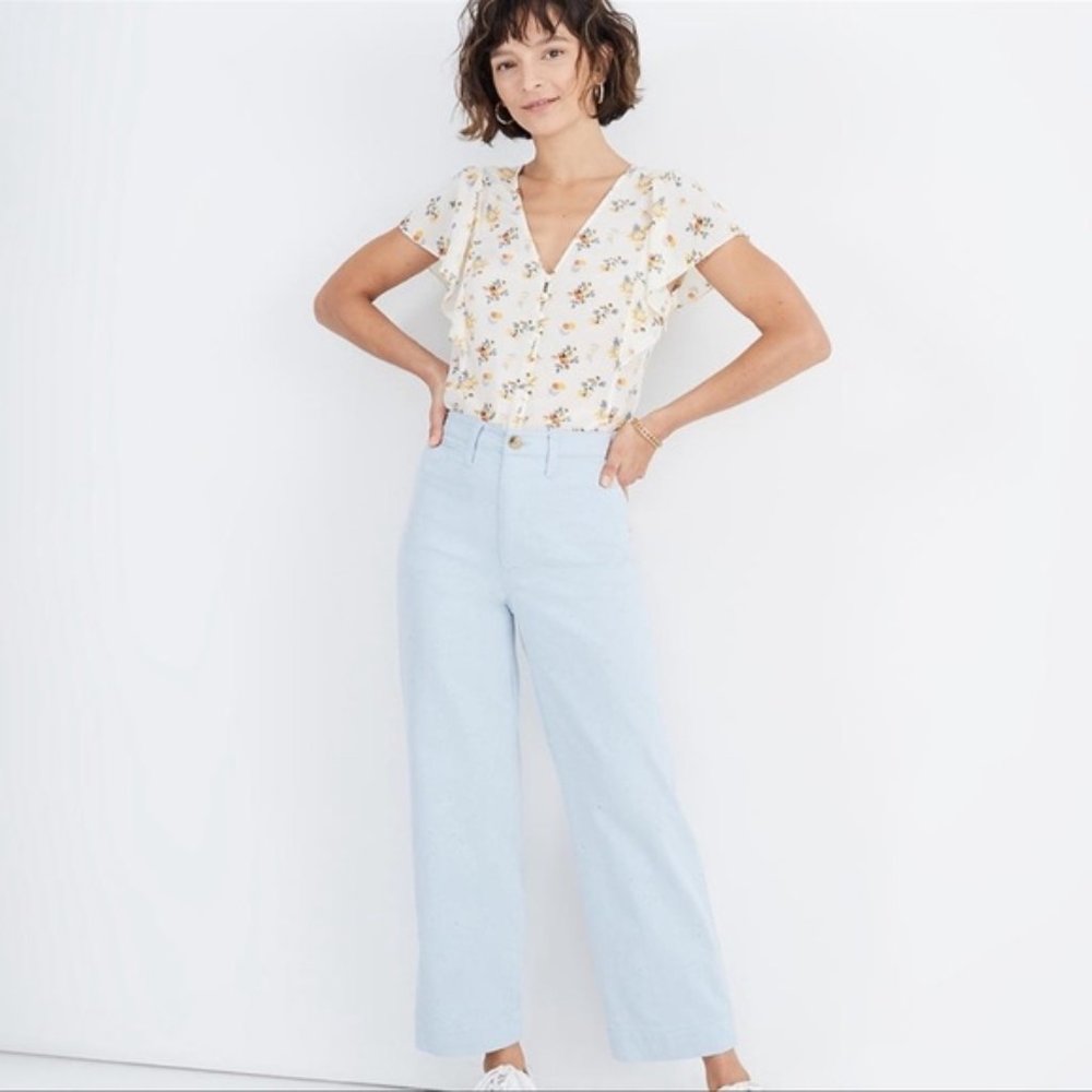Madewell Slim Emmett Wide-Leg Crop Pants in Speckle Size 27